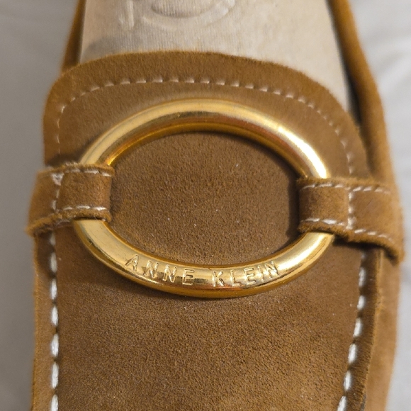 Anne Klein Tan Loafers with Gold Detail - Picture 2 of 9